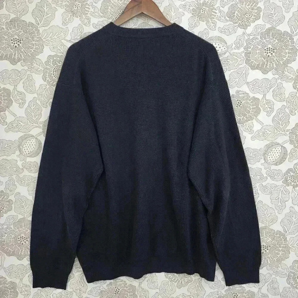 Tommy Bahama Heavy Cotton blend V neck Pullover Men's Black Sweater XL 3512C - Picture 2 of 5